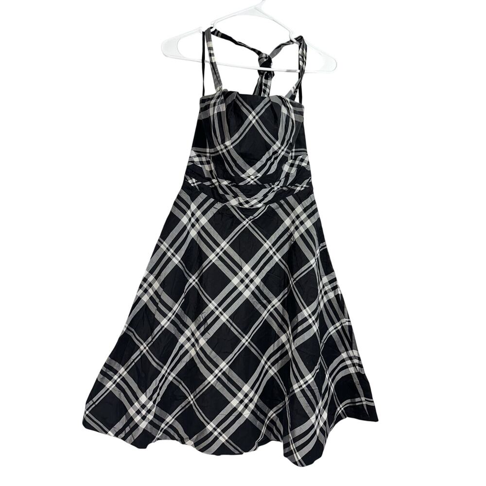 White House Black Market Strapless Halter Cocktail Dress Plaid 2